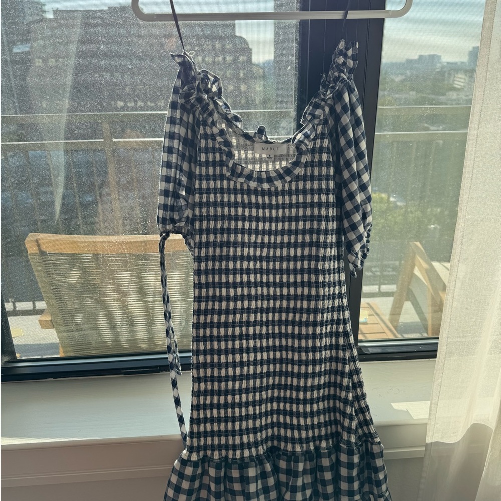 Elegant Black and White Checkered Midi Dress